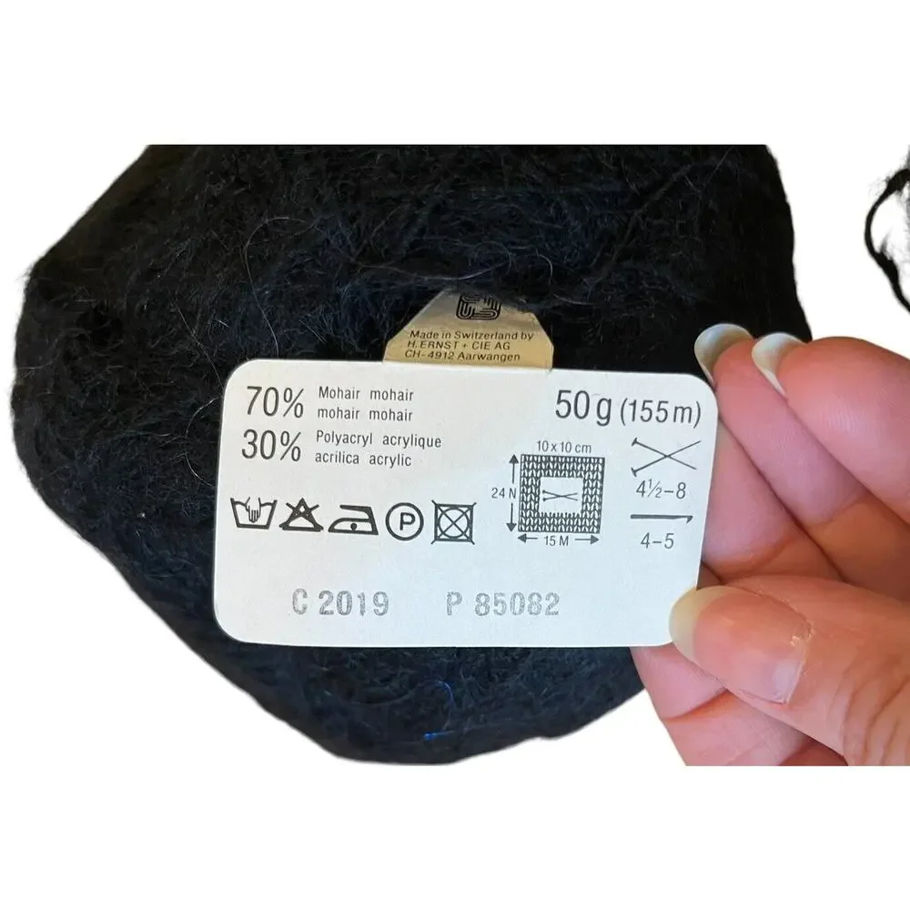 Lot Of 4 Aarlan Black Mohair Switzerland 2 New 50 G 2 Other 70 Mohair 30 Acrylic